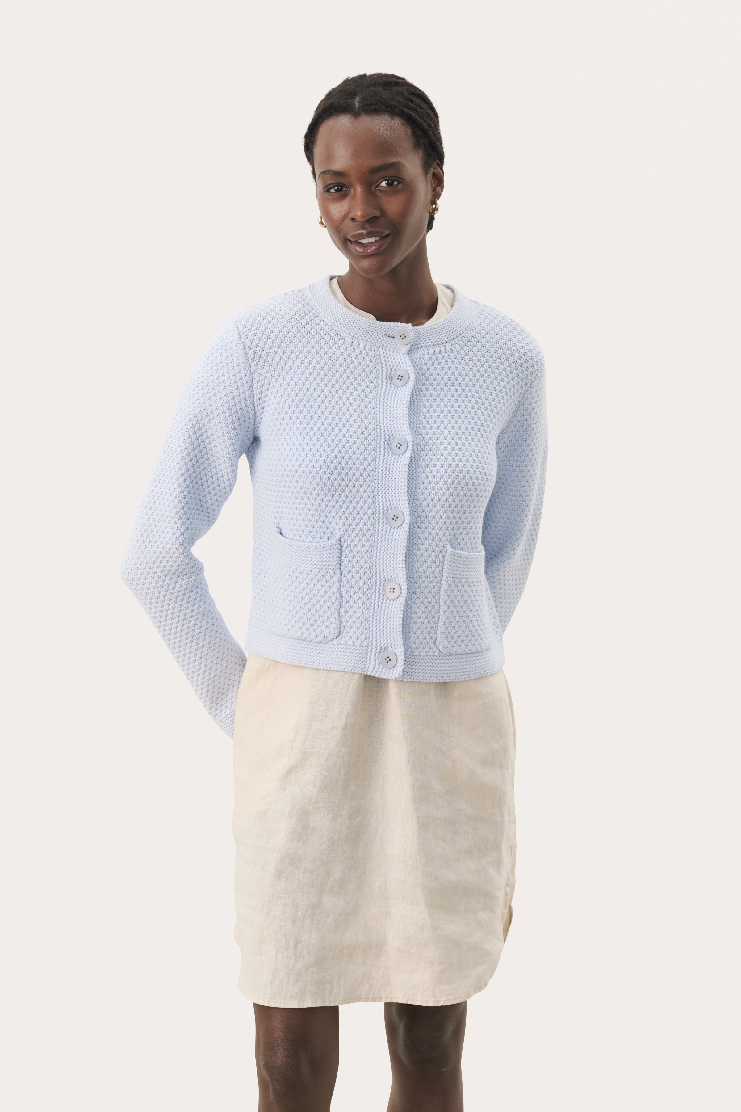 Part Two Elmie Knitted Cardigan Soft Blue