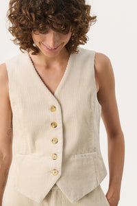 Part Two Linka Cord Waistcoat French Oak