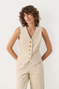 Part Two Linka Cord Waistcoat French Oak