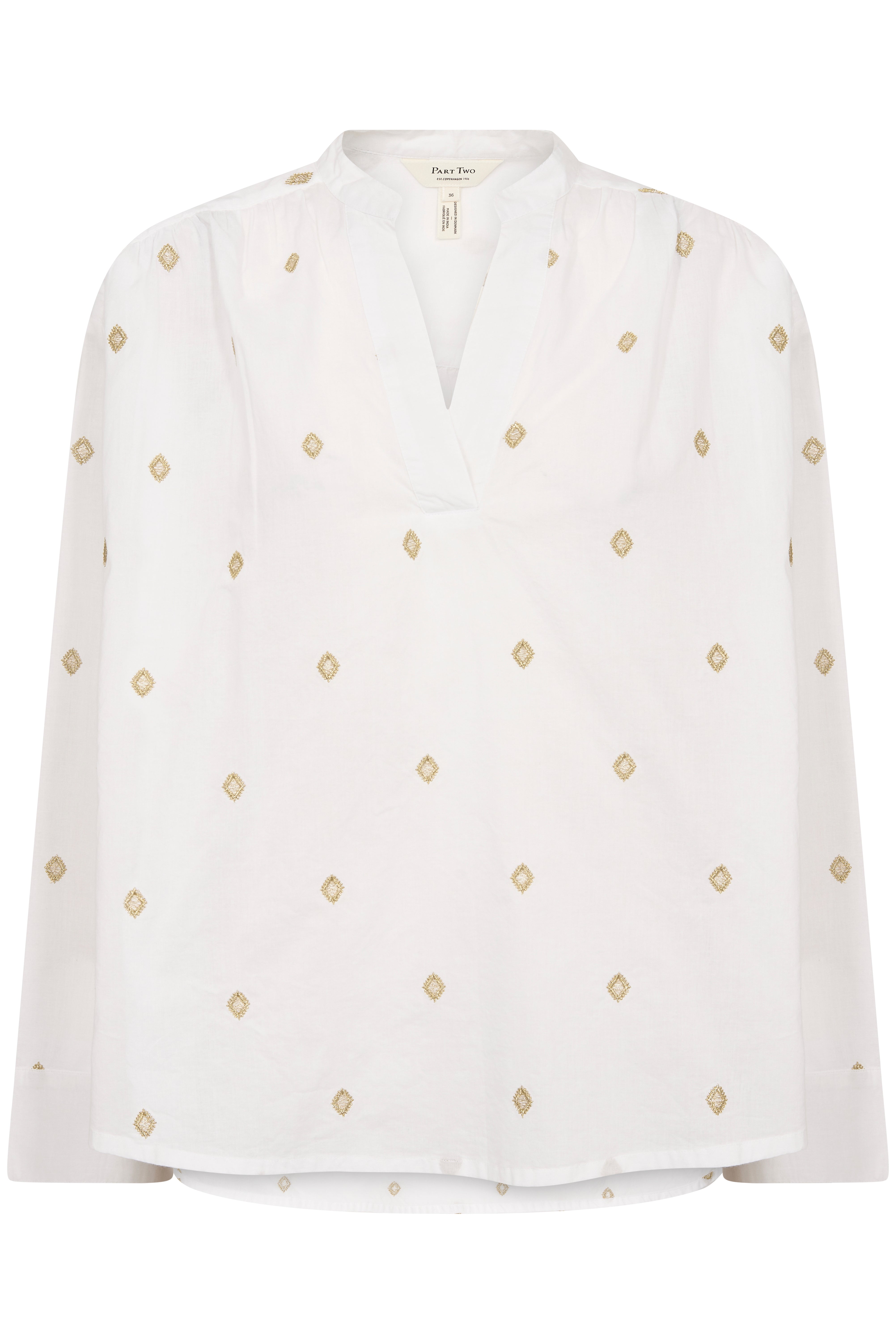 Part Two Natale Blouse White with Gold Embroidery