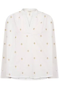 Part Two Natale Blouse White with Gold Embroidery