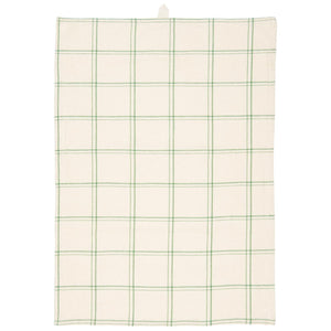 Tea Towel Eskild Natural and Green Line Check