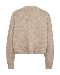 MosMosh Zela Knitted Cropped Oversized Cardigan Oatmeal Melange