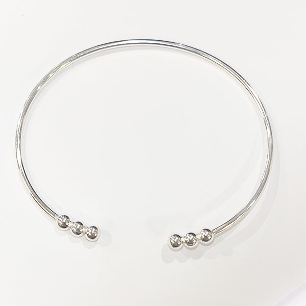 SILVER BANGLE THREE BALL CUFF DESIGN ST04