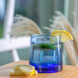 MERZOUGA RECYCLED GLASS TUMBLER BLUE SMALL