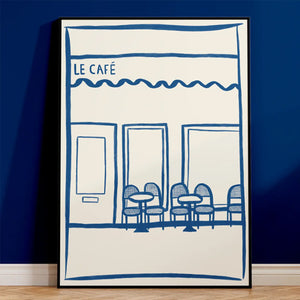 LE FRENCH CAFE PRINT BLUE AND CREAM A5
