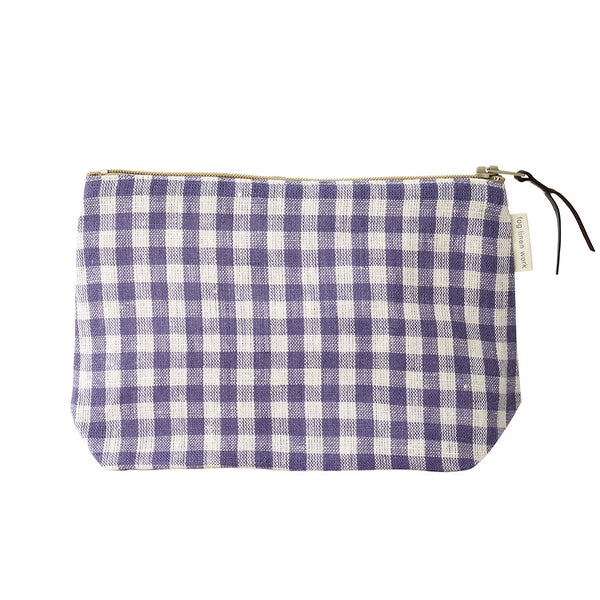 CHECKED BLUE AND WHITE POUCH SIMONE