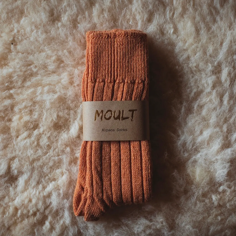 Alpaca Bed Socks Burnt Orange Size Small UK 4-7