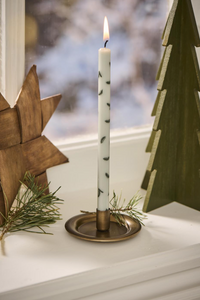 Taper Candle Spruce Twigs Design