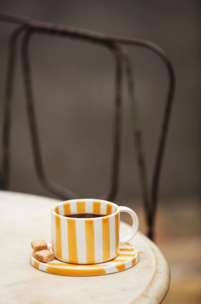 Monica Striped Cup and Saucer Yellow