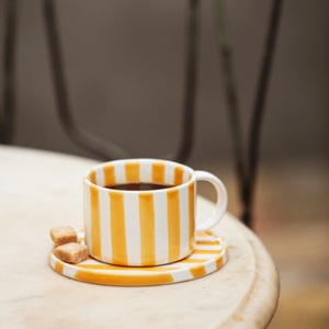 Monica Striped Cup and Saucer Yellow