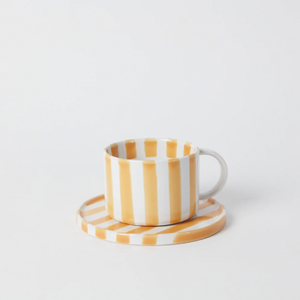 Monica Striped Cup and Saucer Yellow