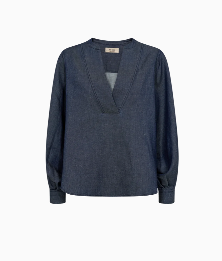 MosMosh Yen Denim Blouse Dark Blue