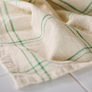 Tea Towel Eskild Natural and Green Line Check