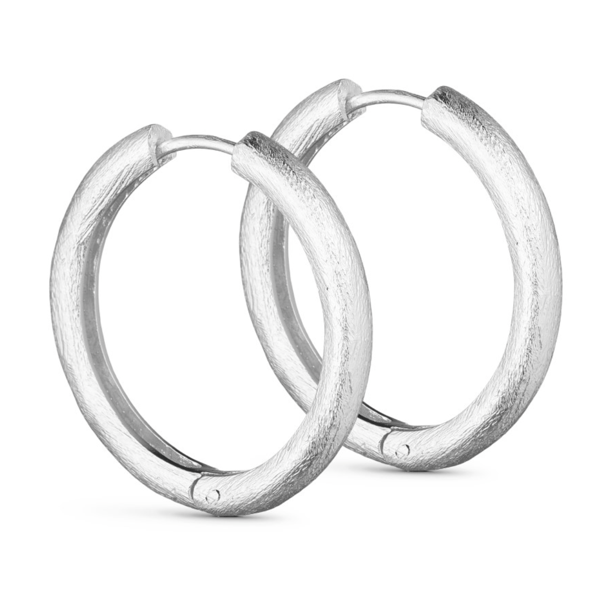 Silver Brushed Chunky Hoop Earrings