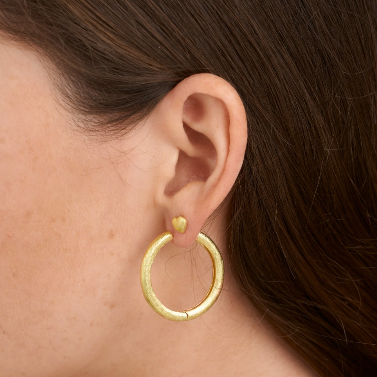 Gold Brushed Chunky Hoop Earrings