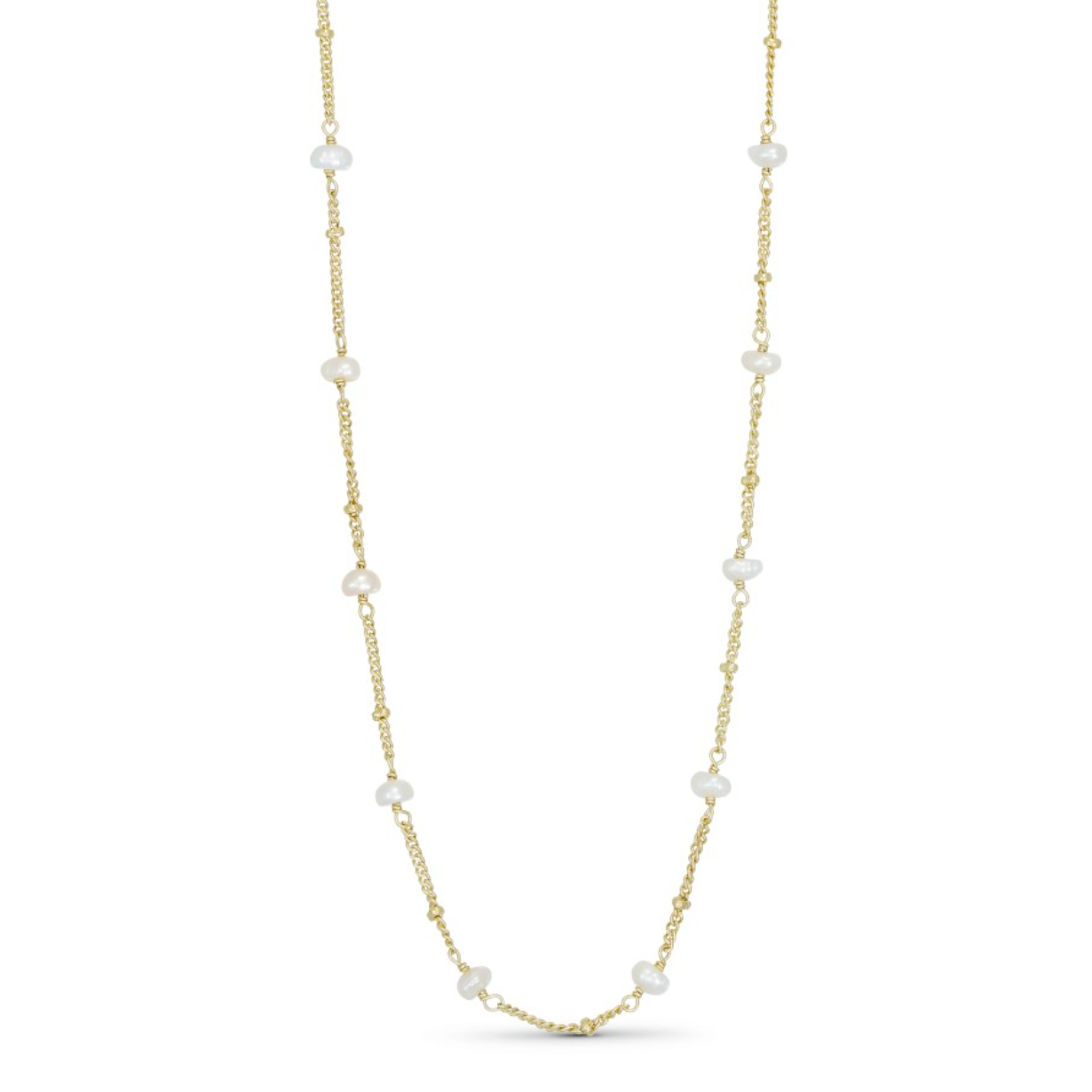 Long Chain Necklace with Pearls