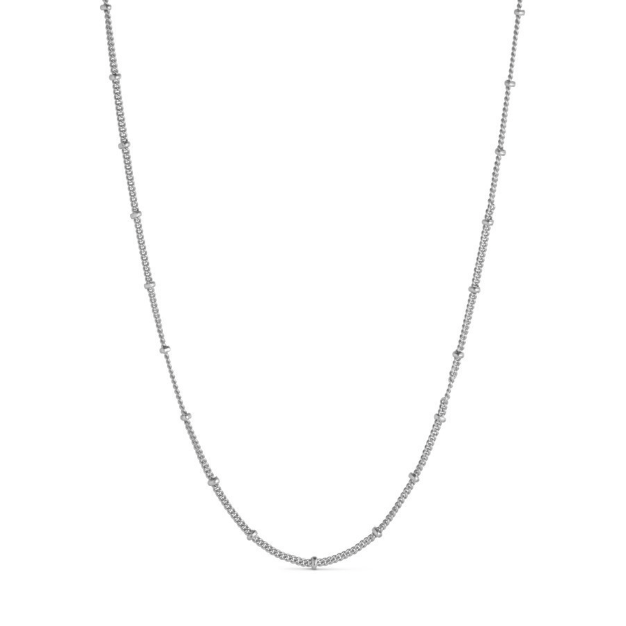 Long Necklace Ball Detail Silver 70cm