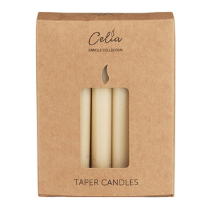 Box of 12 Taper Candles Fog Cream