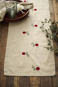 Table Runner Christmas Ornaments Embroidered Design