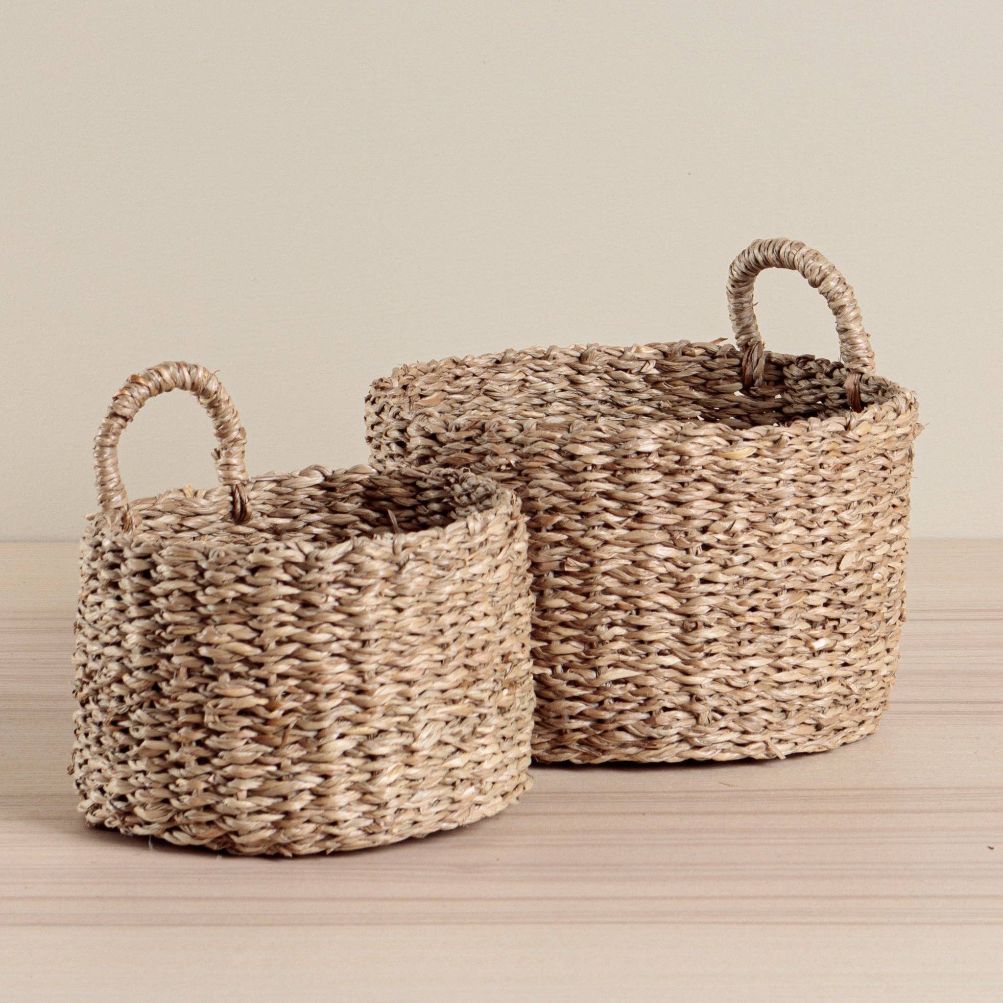 Natural Seagrass Door Hanger Baskets - Set of 2