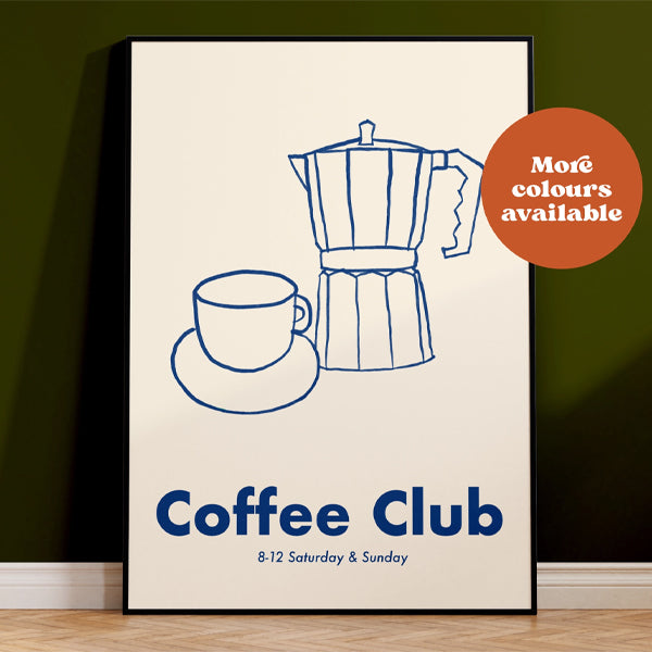COFFEE CLUB PRINT CREAM AND BLUE A5