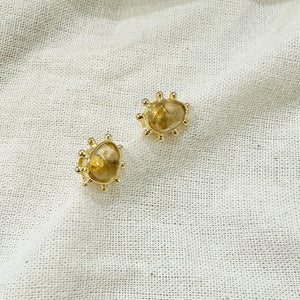 HE46 Dot Work Gemstone Stud Earrings Citrine