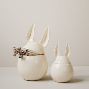 CERAMIC RABBIT STORAGE JAR VANILLA LARGE