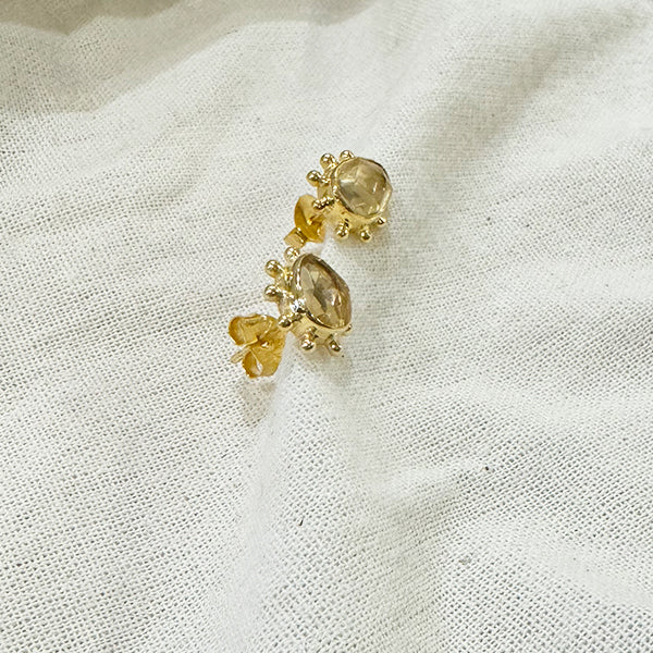 HE46 Dot Work Gemstone Stud Earrings Citrine