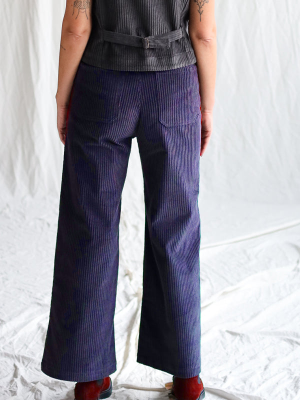 OFFON CLOTHING NAVY CORD STRAIGHT LEG TROUSERS