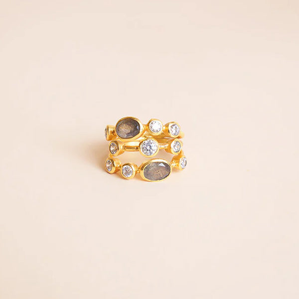 GOLD RING WITH LABRADORITE SEMI PRECIOUS STONES RAILI