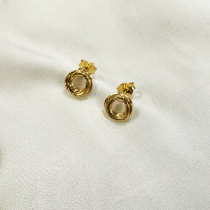 PL-15 Small Gold Wire Nest Stud Earrings