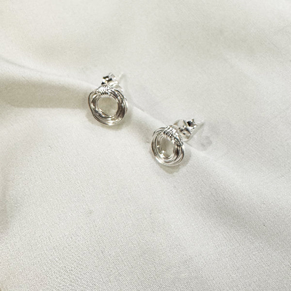 PL-15 Small Silver Wire Nest Stud Earrings