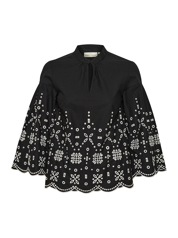 INWEAR DORIKA COTTON EMBROIDERED BLOUSE BLACK